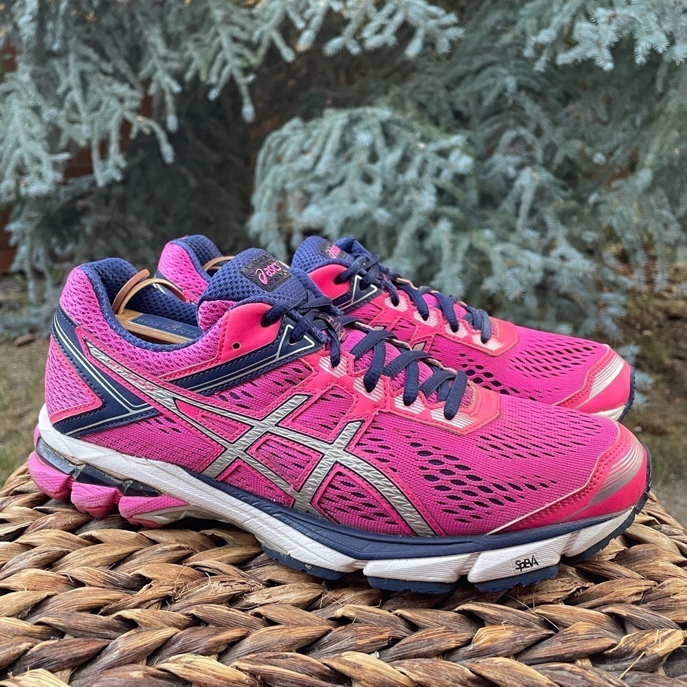 Asics GT1000 Hot Pink, Navy Blue & Silver Training & Running Shoes Women’s 9.5